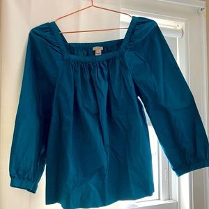 J. Crew Babydoll Turquoise Blouse